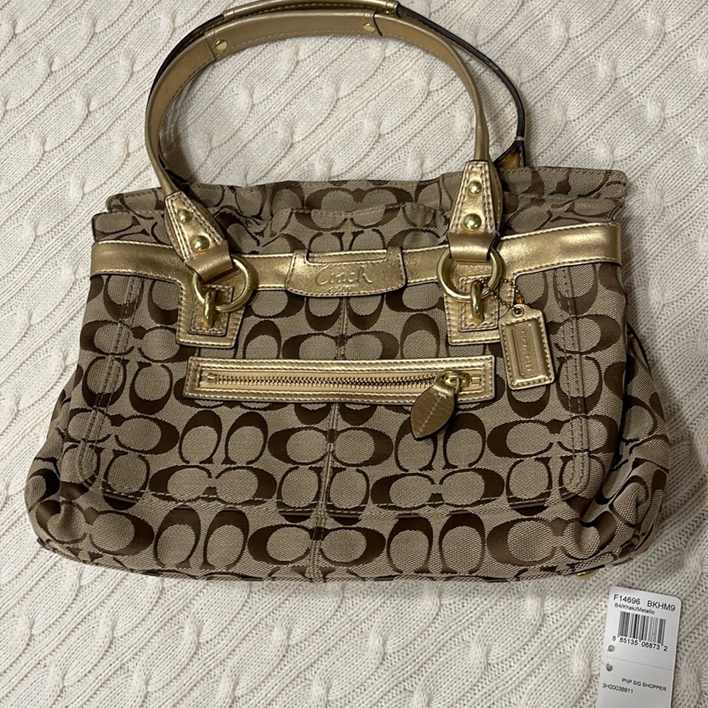 Coach Purse Signature Print/Gold